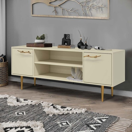 Тумба под ТВ Арт Колор matte 155см Стайл Голд Серый шелк матовый