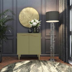 Комод Арт Колор matte Классик Голд с 2 полками Зеленая олива матовый