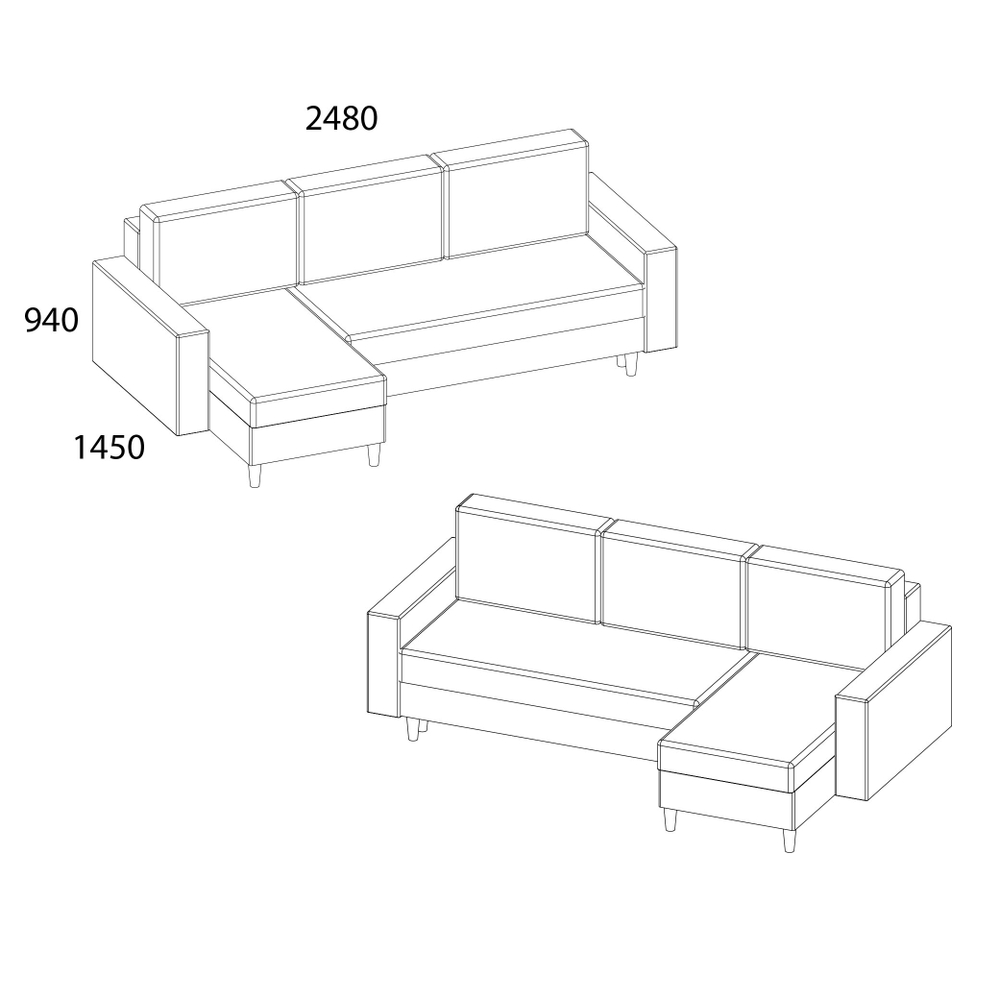 МЯГКАЯ МЕБЕЛЬ, Диван угловой CARMEN SOFT. Цвет DREAM 3