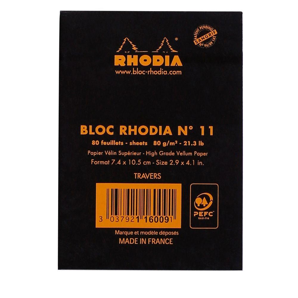 Блокнот Rhodia Basics №11 A7 в линейку 80 гр черный (116009C) 3