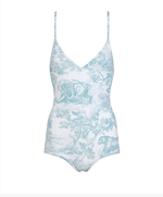 Сплошной купальник Dior Dioriviera Toile de Jouy Sauvage — бело-голубой, оригинал из Италии