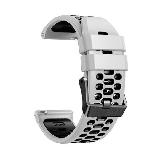 Ремешок двухцветный дышащий 24 мм для Suunto 9 Baro, Suunto 7, Suunto Spartan Sport силиконовый (Белый/черный)