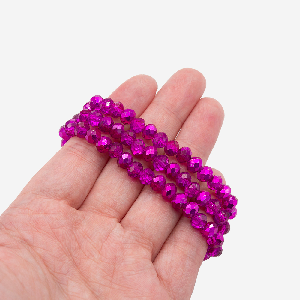 Хрустальные бусины "Марказит", оттенок "Metalic Fuchsia", 6*5мм, рондель