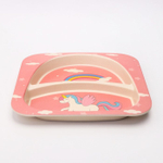 4585402 Набор бамбуковой посуды "Единорог", тарелка, миска, стакан, приборы, 5 предметов