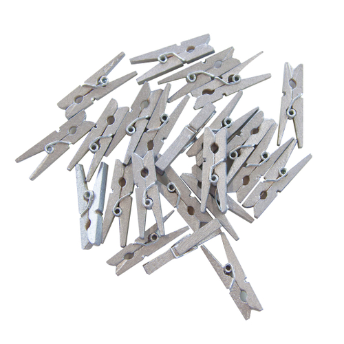 Декоративные прищепки, 3 см, Серебро, 24 шт.