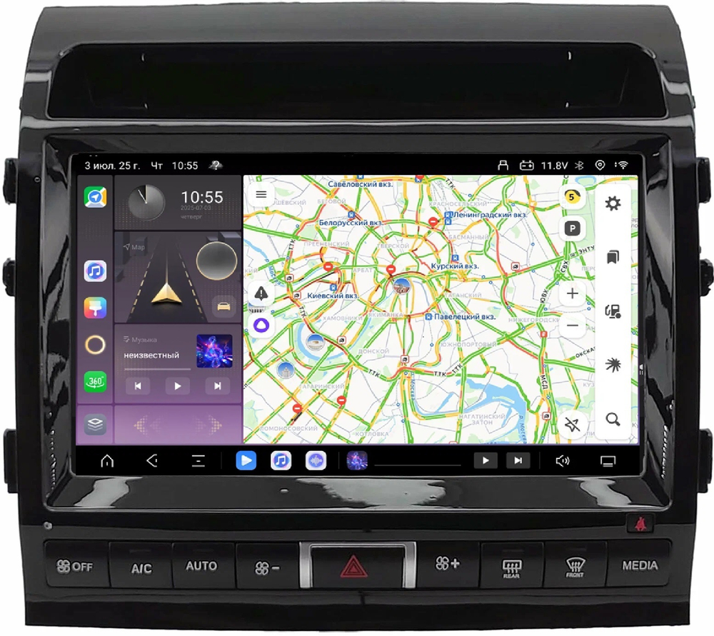 Магнитола для Toyota Land Cruiser 200 2007-2015 (климат на ШГУ) - Carmedia SF-1620-3-ABC QLed, Android 13, TS20, CarPlay, SIM-слот