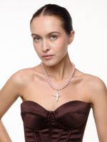 Чокер "Sea pearl cross pink" Gold