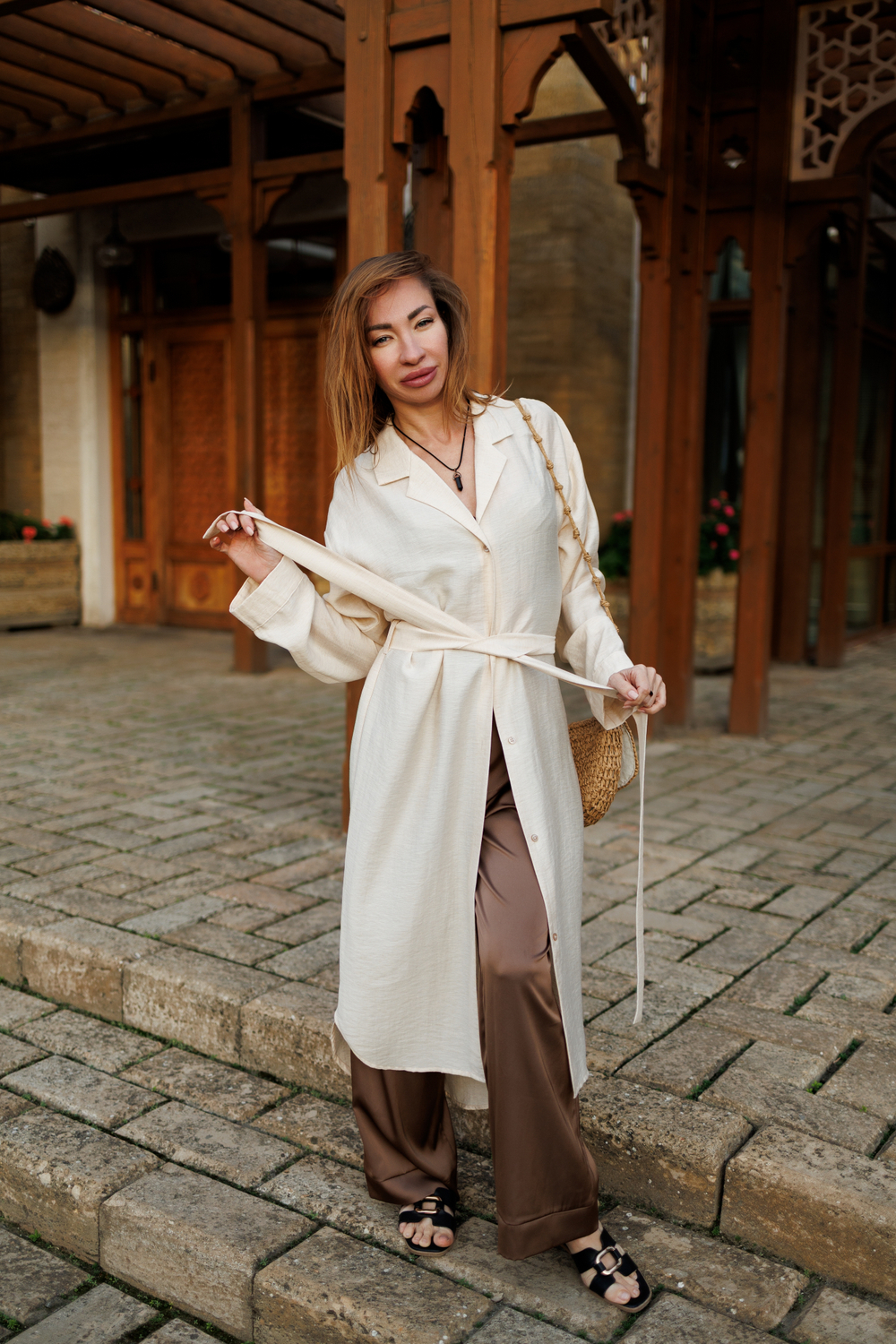 Рубашка длинная "Бежевый песок"