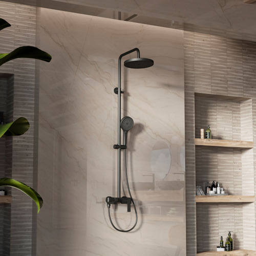 Душевая стойка Vincea VSFS-413MB с изливом, черный матовый