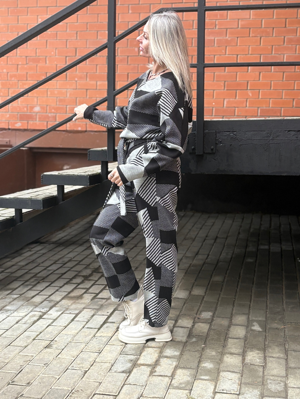 Брюки со стрелкой + Лонг + кушак / чб