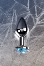 Анальная втулка с кристаллом Medium голубой 8 см