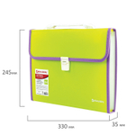 Папка-портфель пластиковая BRAUBERG "JOY" А4 (330х245х35 мм) 13 отделений с окантовкой салатовая (2 штуки в упаковке)