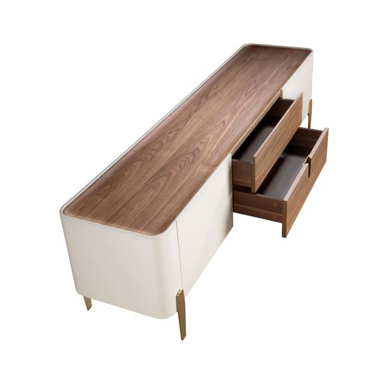 Тумба под телевизор 3275 из ореха и бежевого дерева