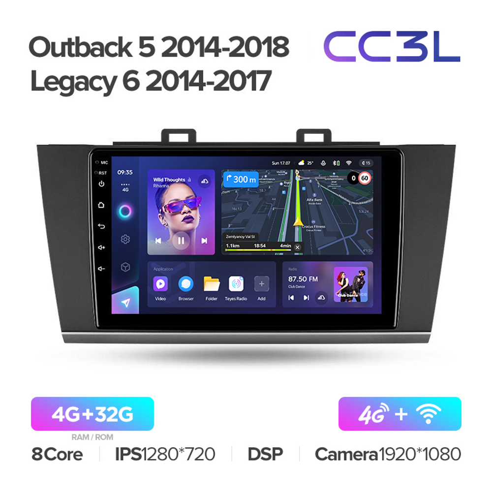 Teyes CC3L 9"для Subaru Outback, Legacy 2014-2018