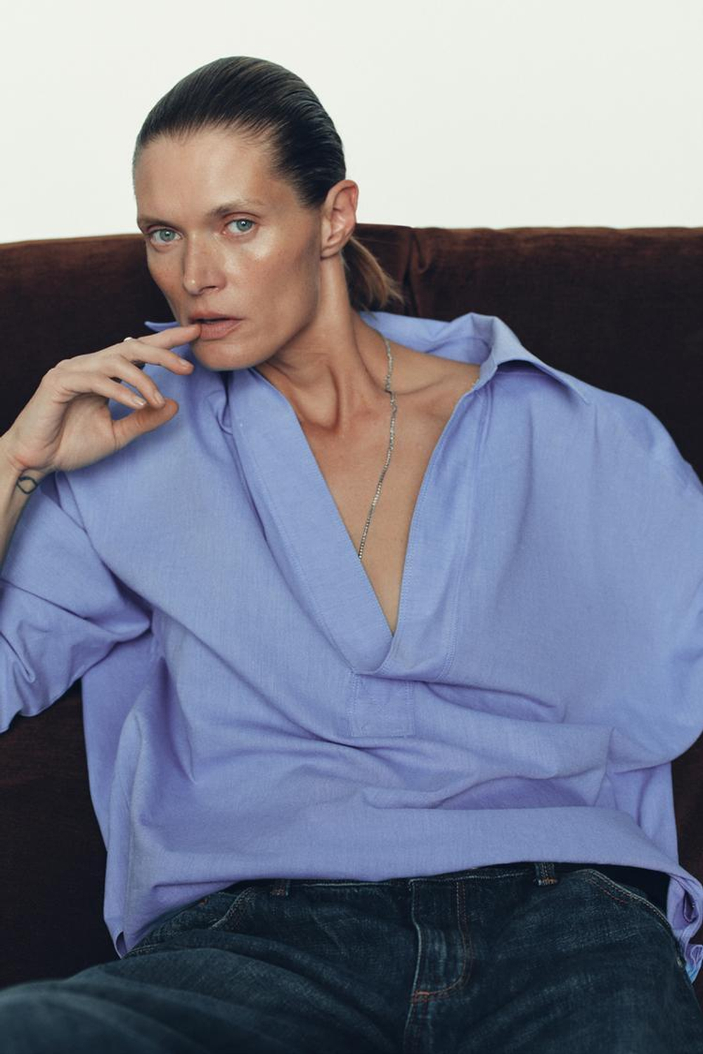 РУБАШКА ОВЕРСАЙЗ ОКСФОРД, СИНИЙ