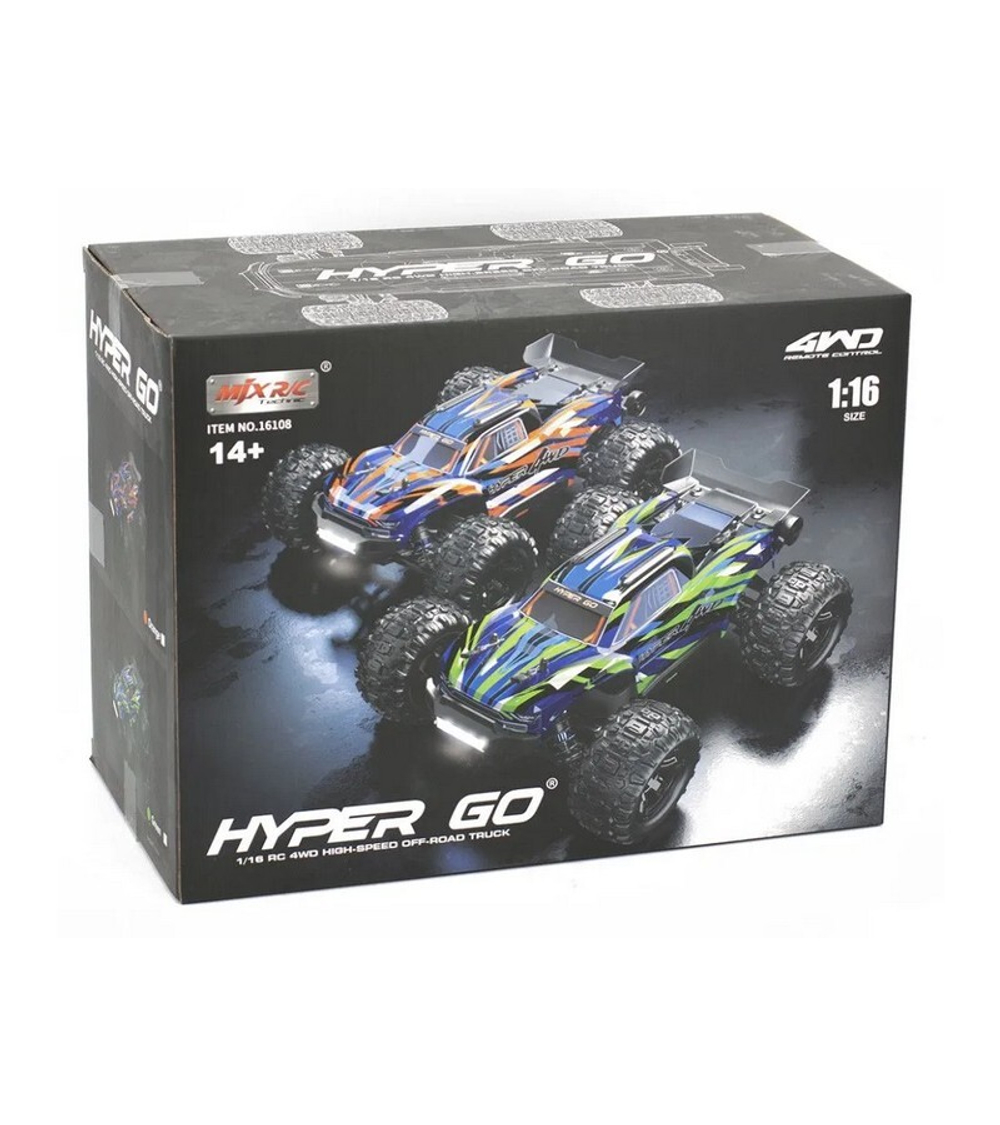Радиоуправляемый монстр MJX Hyper Go 16108 (зеленый) 4WD 2.4G LED 1/16 RTR