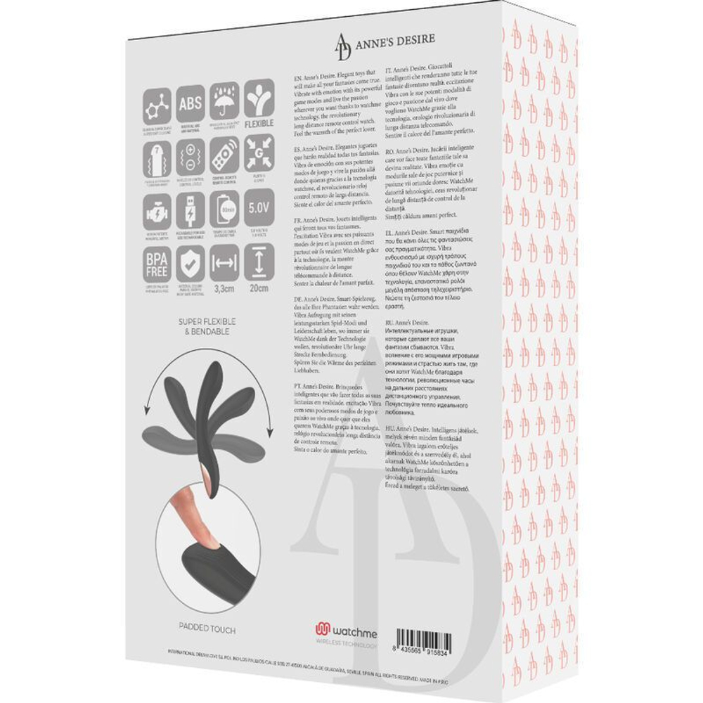 Вибратор для точки G Anne’s Desire Watchme, черный, 20,5 см