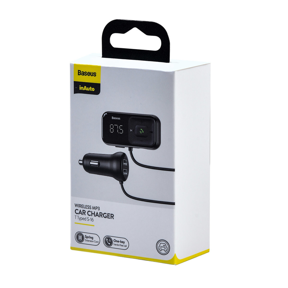 FM-трансмиттер + Автомобильная зарядка Baseus Wireless MP3 Car Charger T Typed S-16