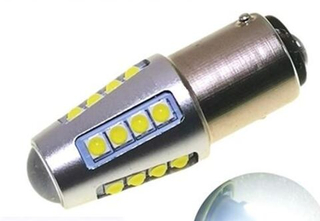 Светодиод 12-24V T25   21SMD 3030 WHITE LENS FLS36-21w 6.5W (BA15S 1конт) (бл2шт) пуля ПАРУС
