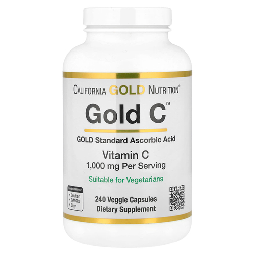 California Gold Nutrition, Gold C™, витамин C класса USP, 1000 мг, 240 растительных капсул