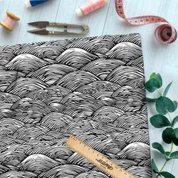 Ткань премиум флис графический океан