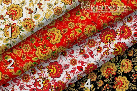 Кулирка с лайкрой Хохлома на белом