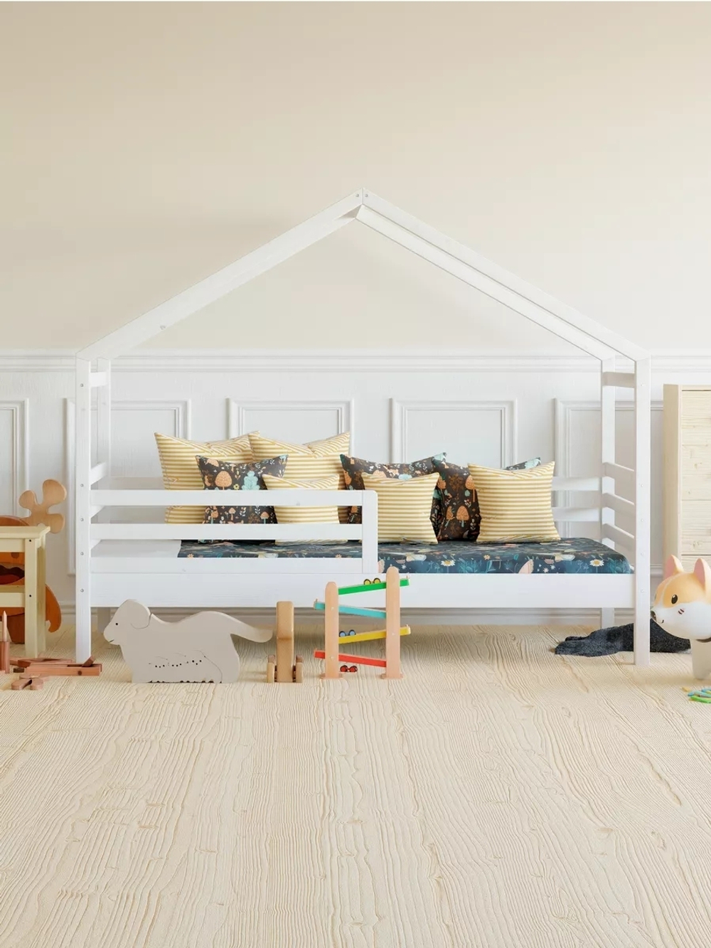 Кровать домик односпальная 90х200 Альков, белая