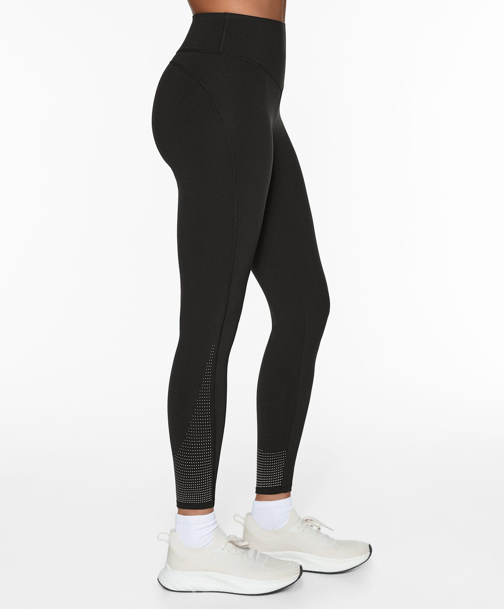 OYSHO Легинсы до щиколотки Compressive Running с высокой посадкой, 65 см, черный