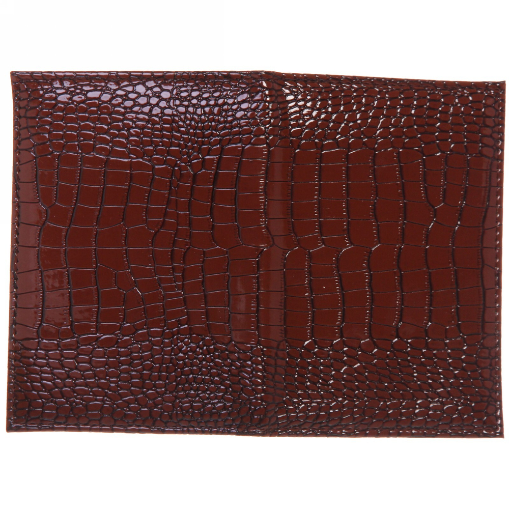 Обложка на паспорт «Классика» под крокодила, цвет коричневый