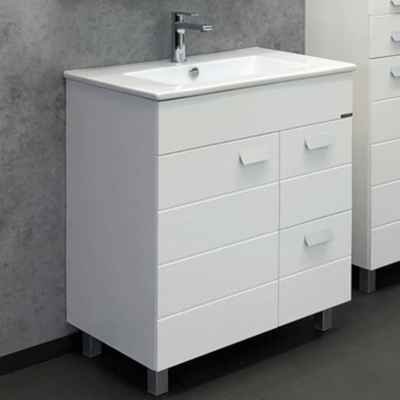 Тумба-умывальник "Модена М-75" белая матовая с раковиной "Quadro 75"