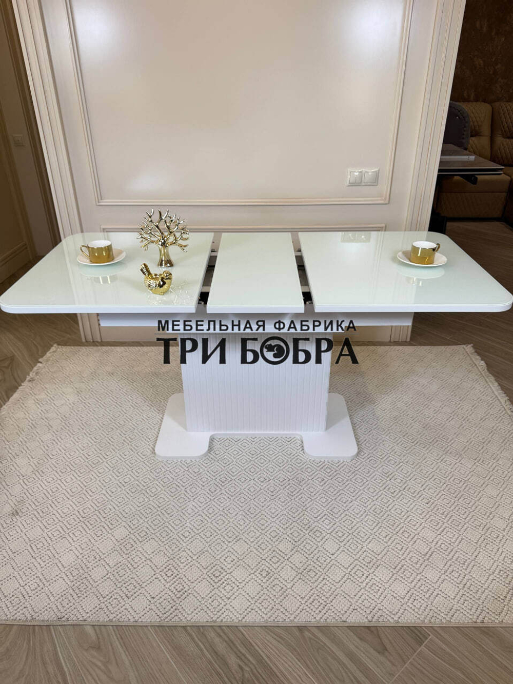 Кухонный раскладной стол "Монро", белый глянец