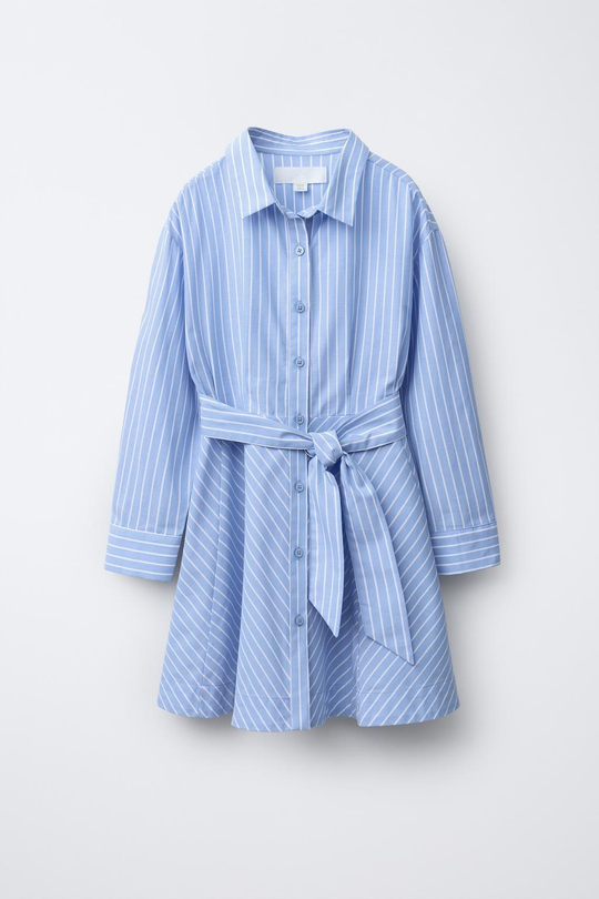 ZARA ПЛАТЬЕ-РУБАШКА В ПОЛОСКУ, СИНИЙ