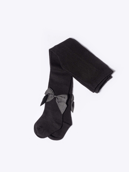 Колготки с бантиком гладкие, Черный