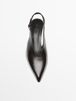 Massimo Dutti Кожаные мюли на высоком каблуке, коричневый