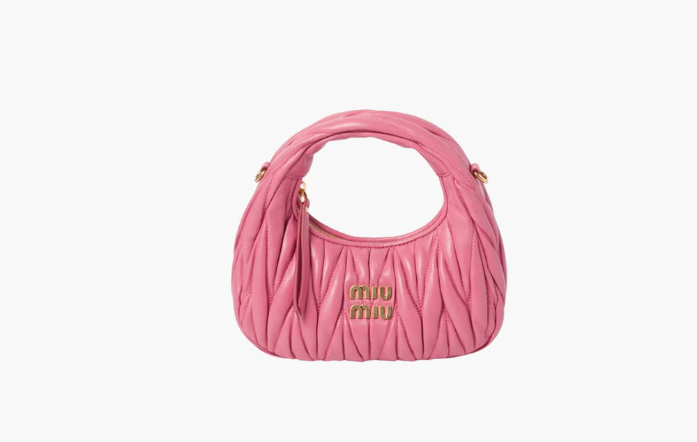 Сумка Miu Miu Wander Matelasse Nappa Leather Mini Hobo Bag "Pink"
