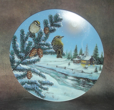 Тарелка новогодняя. Фарфор. Зимние отражения. США