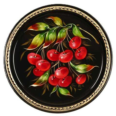 Жостовский поднос декоративный, размер 22 см (A5), металлический