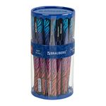 Ручка шариковая BRAUBERG SOFT TOUCH GRIP "NEON ZEBRA", СИНЯЯ, мягкое покрытие, узел 0,7 мм, 143721