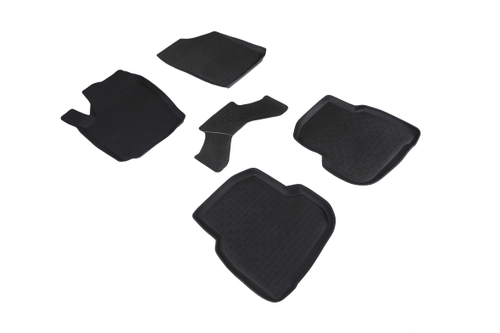 Резиновые коврики с высоким бортом для Volkswagen Polo Sedan V Glonass 2019-2020, Seintex.91379