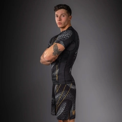 Рашгард Venum Matupa Short Sleeve black/grey/gold