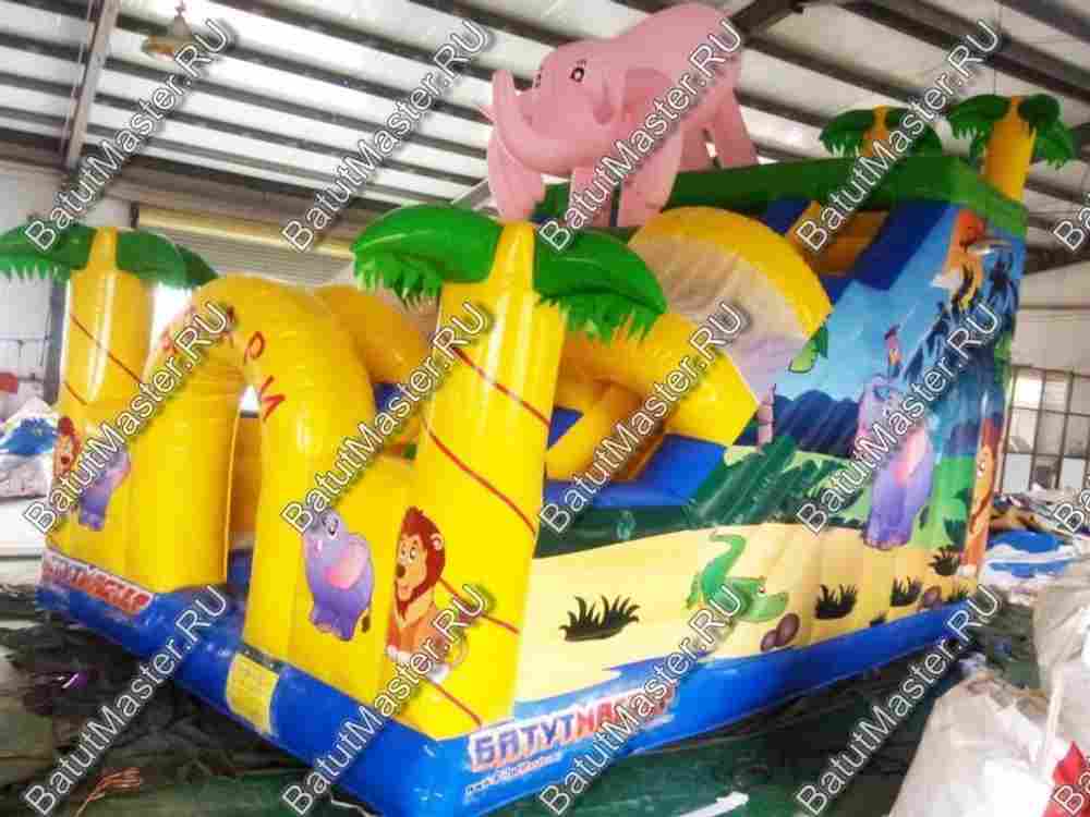 Детский надувной батут-горка "Задорный слонёнок"