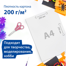 Картон белый А4 МЕЛОВАННЫЙ (глянцевый), 10 листов, BRAUBERG, 200х290 мм, 128017