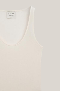Massimo Dutti Полупрозрачный шелковый топ на бретельках - Limited Edition, кремовый