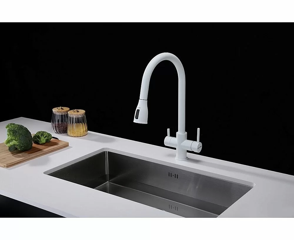 Смеситель для кухни Paulmark Lange La214212-WH белый матовый