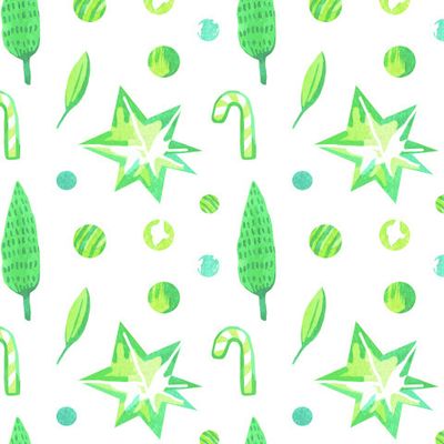 Бесшовный акварельный принт зелёным рождеством