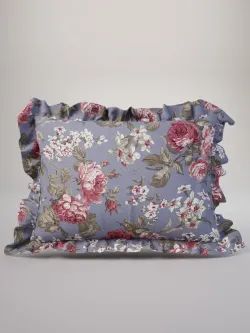 Декоративная наволочка с рюшами, оборками "Прохоровская роза(новая)" 40х60 см, 1 шт, без молнии