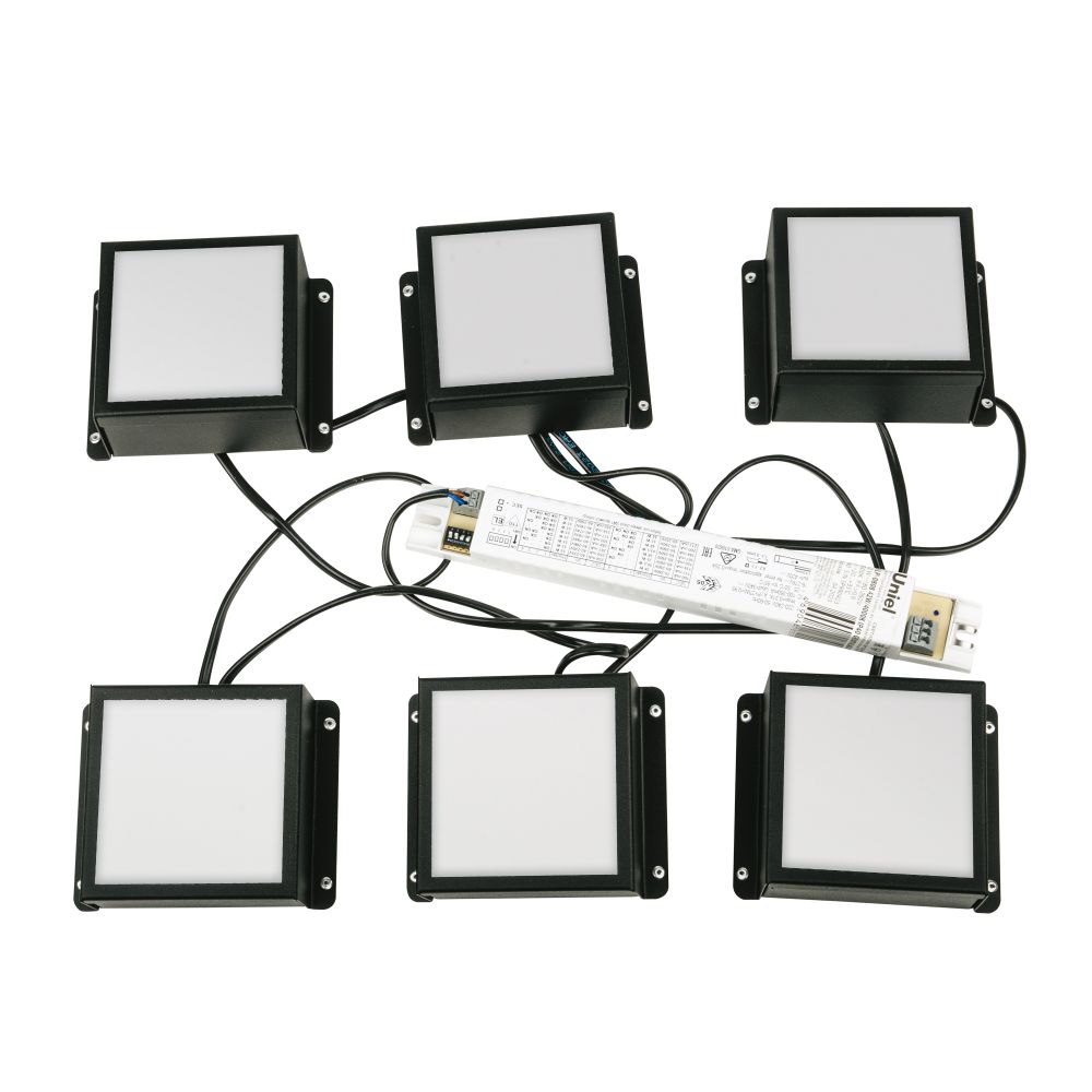 ULP-0808 42W-4000К IP40 GRILYATO OPAL BLACK KIT06 Светильники светодиодные потолочные встраиваемые. комплект из 6 штук. Белый свет 4000K. 4728Лм. Для ячеек 86x86мм. Корпус черный. В комплекте с и-п. ТМ Uniel