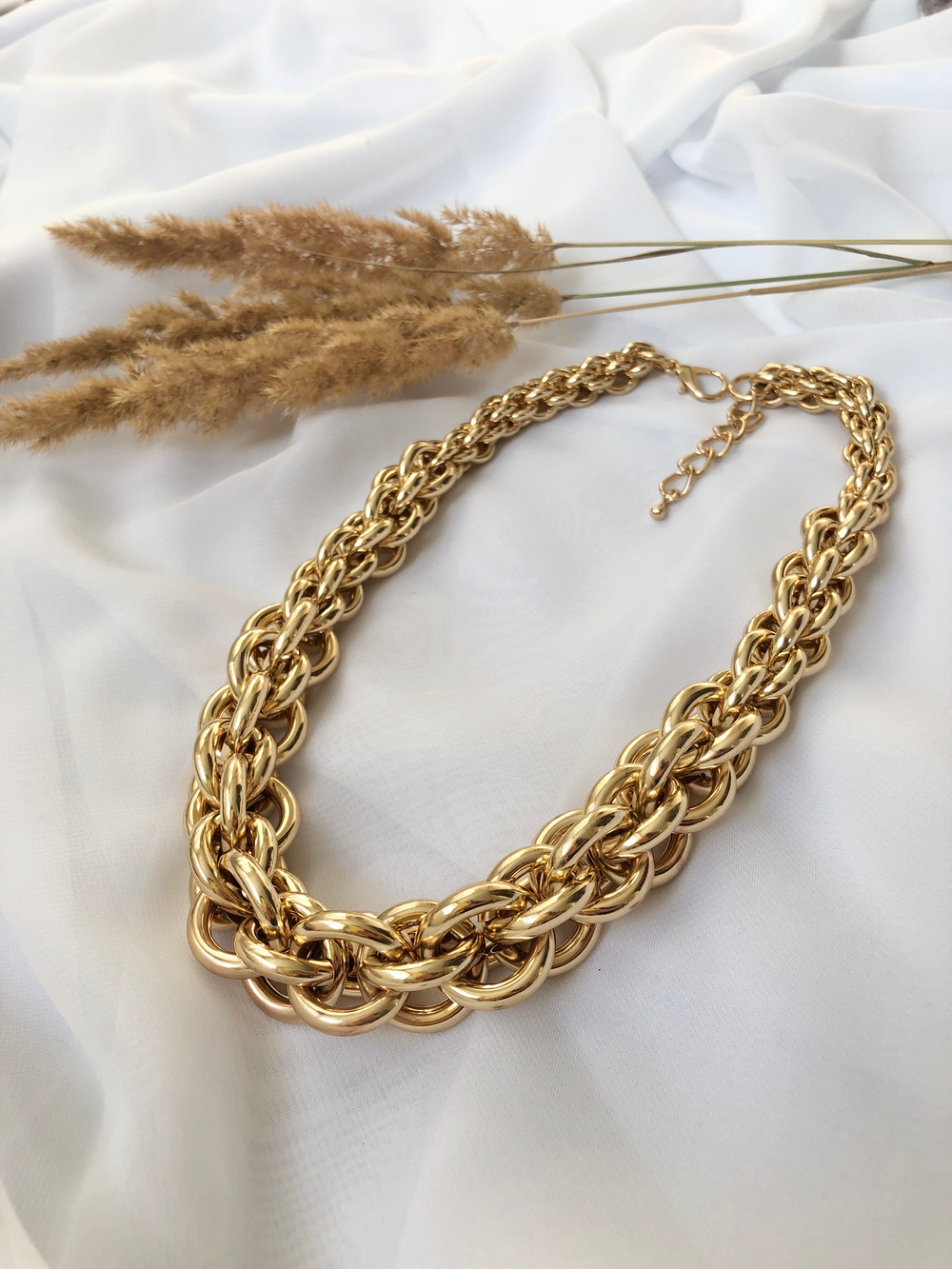 Цепь объемное плетение, оттенок золото глянец