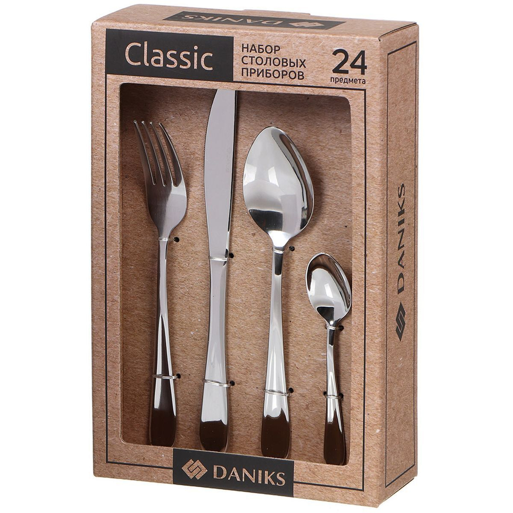 Набор столовых приборов нерж сталь, 24 пр, Daniks, Classic