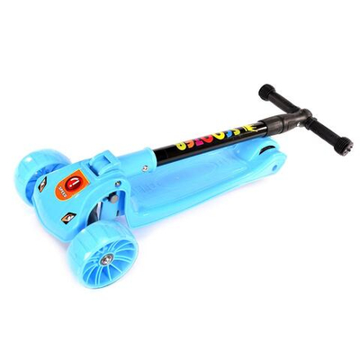 Самокат 3-х колесный, свет, звук, 04 (голубой)